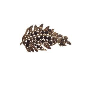 Vintage Signed Lisner Brown and Topaz Rhinestone Brooch